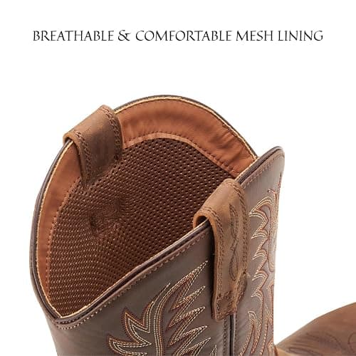 Cowboy Boots For Men - Mens Sport Wide Square Toe Western Boot,Oil/Slip Resistant,Durable Fashionable Classic Pull on 10 Inch Wellington Boots - Soft Toe Work Boots thumbnail 5