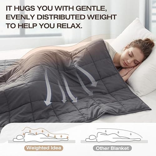 RJOP Cooling Weighted Blanket for Adults (15lbs, 60"x80") Heavy Blanket with Premium Glass, Queen Size Perfect for 190-210 lbs, Soft Breathable, Dark Grey thumbnail 6
