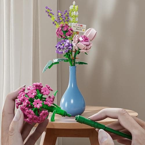 Mini Bricks Flower Bouquet Building Sets, Artificial Flowers, 553 Pieces Botanical Collection for Ages 8-12 yrs Old Girl for Gift (Not Compatible with Set) thumbnail 6