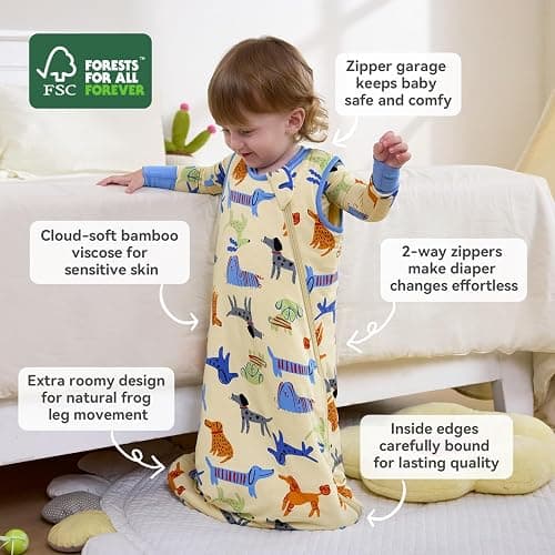 babee Reshinee Bamboo Viscose Sleep Sack for Babies and Toddlers 1.0 Tog Wearable Blanket 2-Way Zipper Baby Shower Gifts thumbnail 3