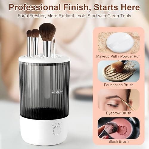 Electric Makeup Brush Cleaner, 6500RPM Automatic Makeup Brush Cleaner Machine, Portable Design with 1800mAh Rechargeable Battery for Makeup Brushes, Perfect Gift for Makeup Lovers thumbnail 3