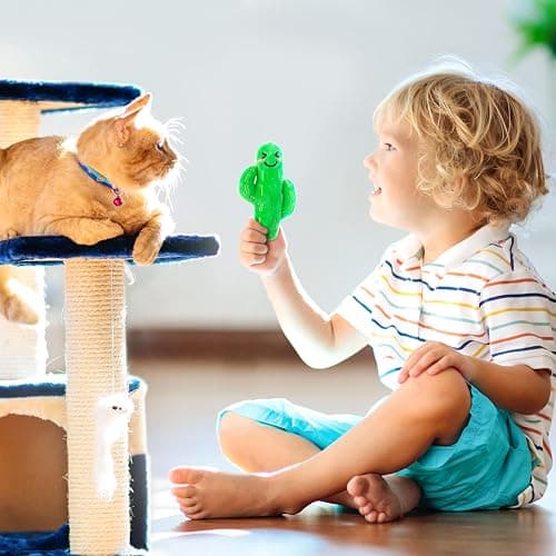 MALLMALL6 Catnip Toys for Cat - 5Pcs Cactus Prickly Plants Catmint Interactive Kitten Toy for Indoor Cats, Cute Soft Green Pet Supplies for Kitty Lover Gifts, Kitten Teething Chew Presents Set thumbnail 6