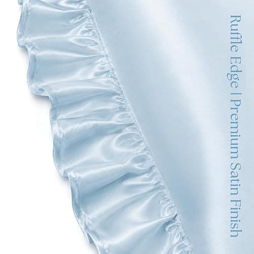 SiinvdaBZX Ruffled Standard Satin Pillowcase Set of 2, Baby Blue | 20 x 26 Inch Silky Satin Pillow Cases for Women Ruffle Pillow Shams Covers Princess Room Decoration, Envelope Closure thumbnail 6