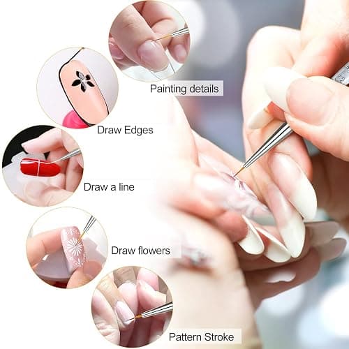 Sularpek Nagel Pinsel Dünn, 5 Stück Nagel Art Liner Pinsel, Professional Nailart Pinsel Fineliner, Nageldesign Pinsel, Extrem Feine Borsten für DIY Nail Art Salon und Heimgebrauch (Weiß) thumbnail 5