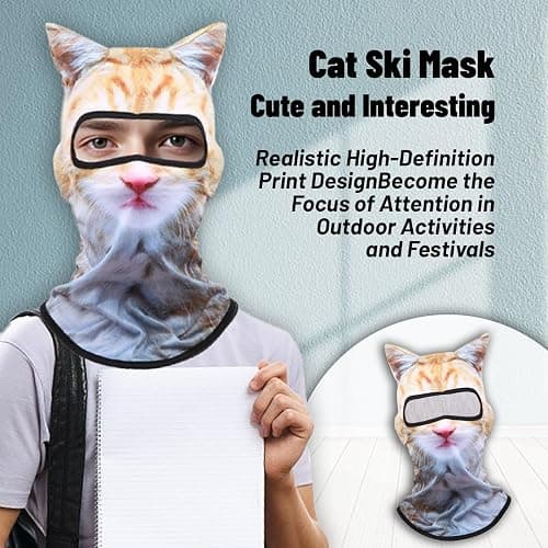 3 Pack 3D Cat Ski Mask,Shiesty Balaclava,Funny Shiesty Cat Animal Full Face Windproof Hat for Outdoor Hiking Riding One Color thumbnail 5
