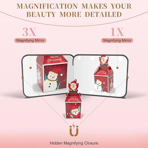 Aouplry Compact Mirror, 1X/3X Magnification LED Pocket Mirror with Nternal BIattery, Mini Mirror for Purse, Pocket,Travel and Present (Black) thumbnail 5