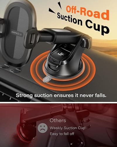 APPS2Car Suction Cup Phone Mount, Universal Phone Holders for Your Car Windshield/Dashboard/Window, Cell Phone Holder Car with Sticky Gel Pad, Compatible with iPhone, Samsung, All Cellphone thumbnail 3