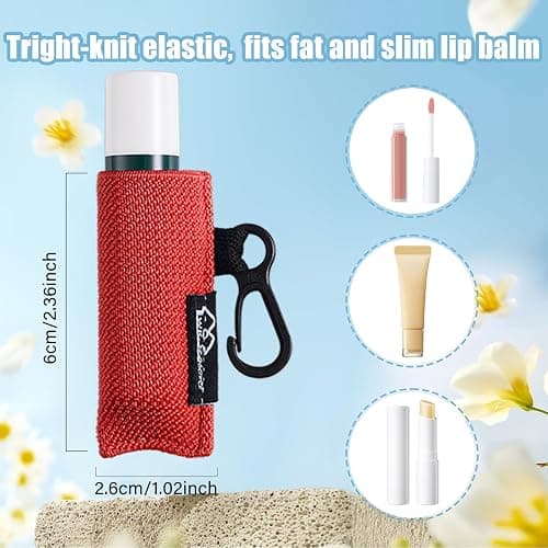 WK IEASON Lip Balm Holder Keychain Single 3pcs Clip on Chapstick Keychain Sleeves Holder Pouch Tight-Knit Elastic Lipstick Key Chain Holder thumbnail 2
