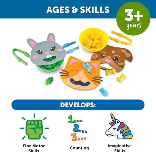 Learning Resources Fine Motor Feeding Friends - Fine Motor Toys for Toddlers, Counting Skills, Color and Shape Sorting, Matching Skills, Montessori Activities, Birthday Gift for Boys and Girls thumbnail 5