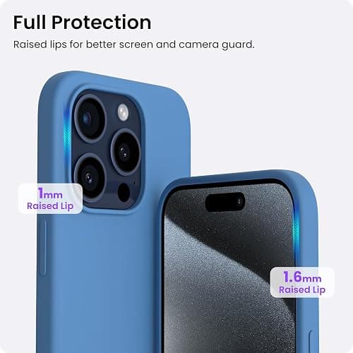 ORNARTO Compatible with iPhone 15 Pro Max Case 6.7", Slim Liquid Silicone 3 Layers Soft Gel Rubber Shockproof Protective Phone Case with Anti-Scratch Microfiber Lining-Blue thumbnail 4