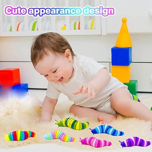 Kabvy Sensory Slug Fidget Toys 6 Pack - Sensory Toys for Autism, ADHD, Anxiety and Stress Relief, Valentines Day Gift for Kids Toddlers Girls and Boys thumbnail 4