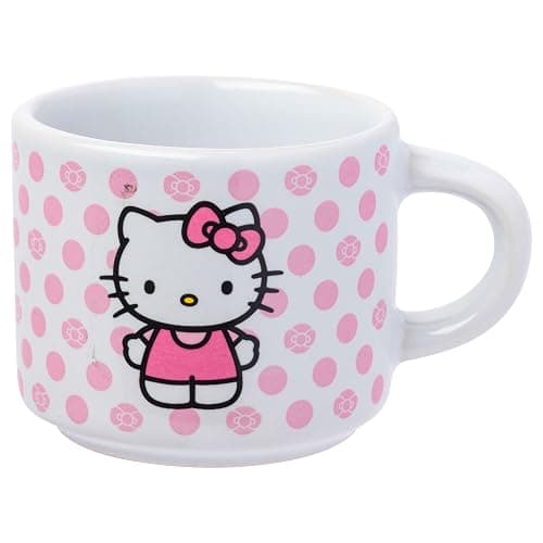 Silver Buffalo Sanrio Hello Kitty Polka Dots 4pc Stackable Ceramic Espresso Small Cup Set, 3 Ounces thumbnail 8
