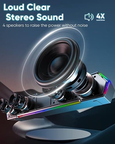 LENRUE G11 Computer Speakers for Desktop, Touch Lights PC Speakers with Surge Clear Sound, USB C/USB Powered for Computer Desktop PC Laptop Monitor (Black) thumbnail 2