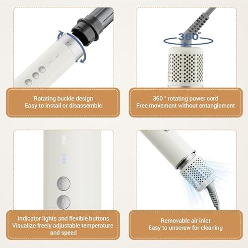 6 in 1 Air Wrap Hair Styler, 110,000 RPM Hair Dryer Brush with Auto-Wrap Curlers, Oval Brush & Volumizer, Hot Air Styler for Fast Drying,Curling, Smoothing & Volume, Air Styler with Travel Case thumbnail 6