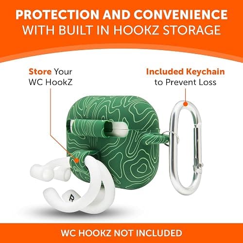 WC CaseZ Compatible with Apple AirPods Pro 1 & 2 – Soft Silicone Protective Case with Keychain for by Wicked Cushions | Shockproof, Dust-Resistant, & Wicked Designs | Emerald Tide thumbnail 3