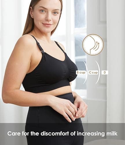 HOFISH Maternity Nursing Bras for Breastfeeding Comfort Seamless Wirefree Pregnancy Bras S-XXL with Bra Extenders & Clips thumbnail 4