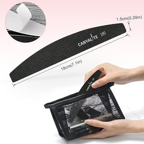 Canvalite 40 PCS Nail File Professional Reusable Peel and Stick Nail Files Replaceable Emery Boards 180 Grit Fingernail Files Manicure Tools for Home and Salon Use thumbnail 5