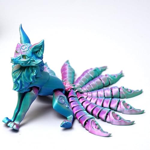 3D Printed Nine tailed fox Model,Flexible Realistic Articulated Animal Fidget Toys,Mystery Figurines Gifts for Easter,Executive Desk Funny Décor and Festival Collectible,Easter Basket Stuffers (PG) thumbnail 4
