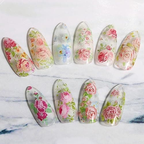 MOLILON Flower Nail Foil Nails Art Design Stickers Decals Lace Nail Art Flowers Holographic Foils Paper Starry Sky Star Transfer Foil Nail Wraps for DIY Nails Decoration - 10 Sheets thumbnail 7