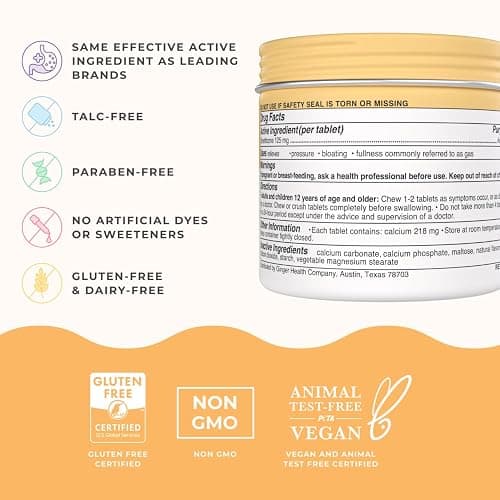 Wonderbelly Bloat + Gas Relief, Extra Strength Chewable Tablets, with 125 mg Simethicone, No Talc or Dye, Mango Smoothie, 42 Count thumbnail 3