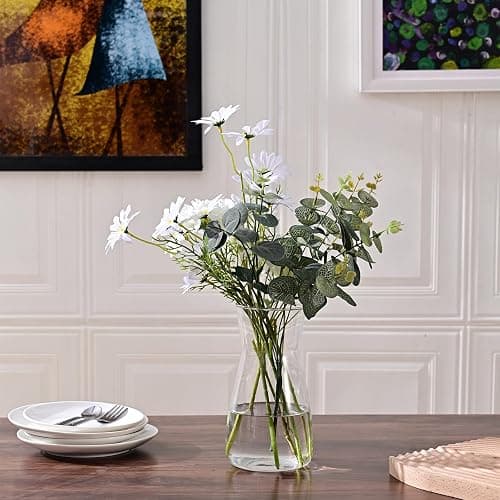 8 inch Clear Glass Flower Vases for Centerpiece Table Home Indoor Desk Decor,Ins Modern Boho Style Vase for Wedding Housewarming Gift thumbnail 7