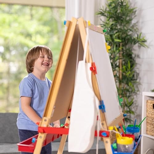 Melissa & Doug Deluxe Standing Art Easel - Dry-Erase Board, Chalkboard, Paper Roller - FSC Certified thumbnail 8