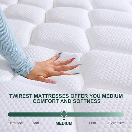 Twirest Double Mattress, Hybrid Memory Foam and Spring Mattress, Zonal Support, Decompression, Medium Firm, Soft and Breathable Cloth, Rolled-in-Box, 135x190x22cm thumbnail 5