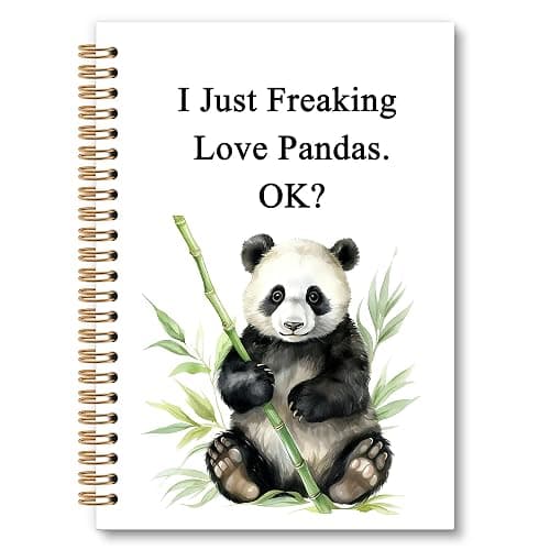 OINDADE Panda Gifts Notebook Journal, Funny Panda Spiral Notebook, I Just Freaking Love Pandas Notebooks Gifts for Pandas Lovers Girls Women Men, Cute Animal Bear School Office Supplies, 6x8.2In - Image 1