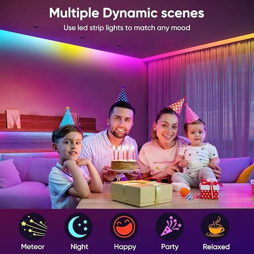 ERBTY Led Lights for Bedroom, IC+RGB 100FT(2 Rolls of 50ft) Strip Lights, 24Key Remote with App Control, Music Sync Color Changing Lights for Room Decor Party thumbnail 5