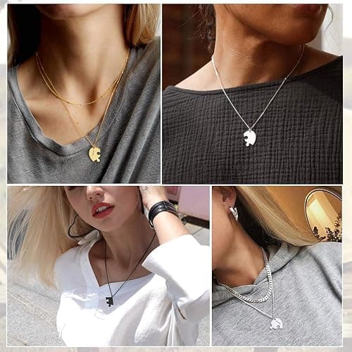 FindChic Personalized Matching BFF Necklace for 2/3/4/5/6 Puzzle Name Heart Pendant Stainless Steel Couple Necklace Set Customized Necklaces for Teen Girls thumbnail 2