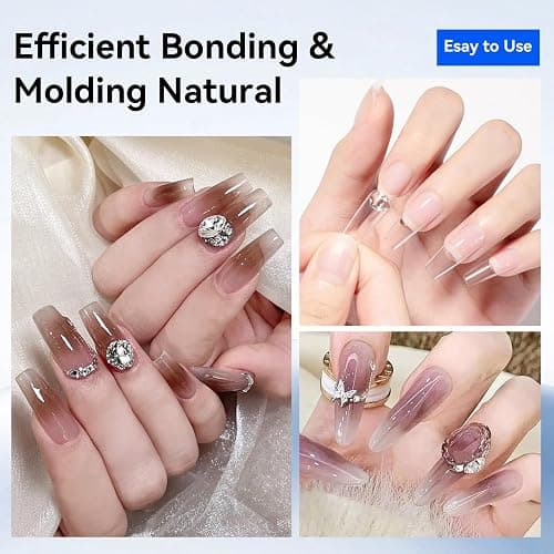 JODSONE 15ml Nail Glue Gel 5 in 1 for Nail Tips Long Lasting Extension Glue for Clear Nail Tips and Clear Press on Nails, Nail Repair Treatment, Salon Art DIY at Home Need U V Light Cured thumbnail 6