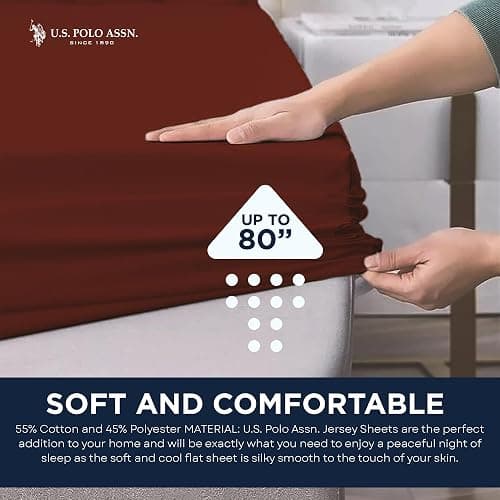 U.S. Polo Assn. Soft Jersey Knit Bed Sheet Set, Cotton-Rich, All-Season Comfort, Hotel Quality thumbnail 6
