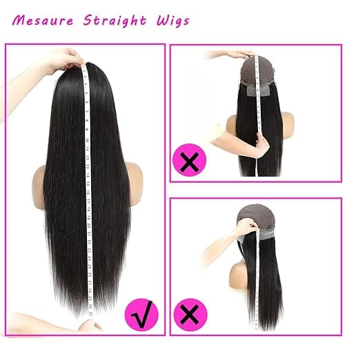 TTSMINS 13x6 Lace Front Wigs Human Hair for Women 180 Density HD Transparent 28 Inch Straight Lace Front Wigs Human Hair Pre Plucked Glueless Lace Frontal Wigs Natural Black Color thumbnail 8