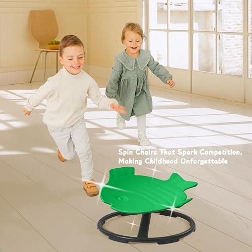 Sensory Spinning Chair for Kids with Autism & ADHD, Swivel Chair for Indoor/Outdoor Use, Sit and Spin Toys, Fish-Shaped Sensory Chairs for Autistic Children, Training Body Coordination (Green) thumbnail 9
