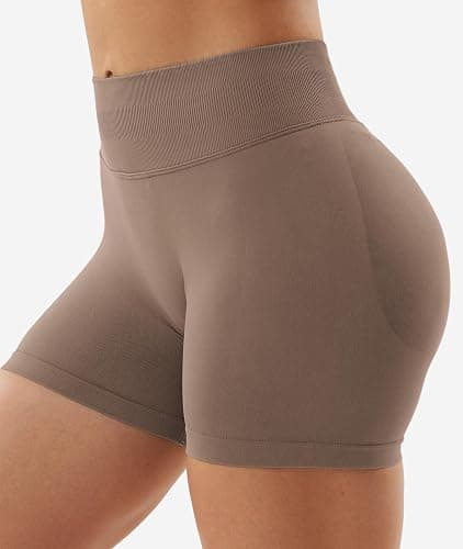 YEOREO SoftHue Women Workout Gym Impact Shorts Hidden Scrunch Butt Lifting 3.6"/4.5"/6" Seamless Shorts - 3.6" Inseam - Small - Brown thumbnail 3