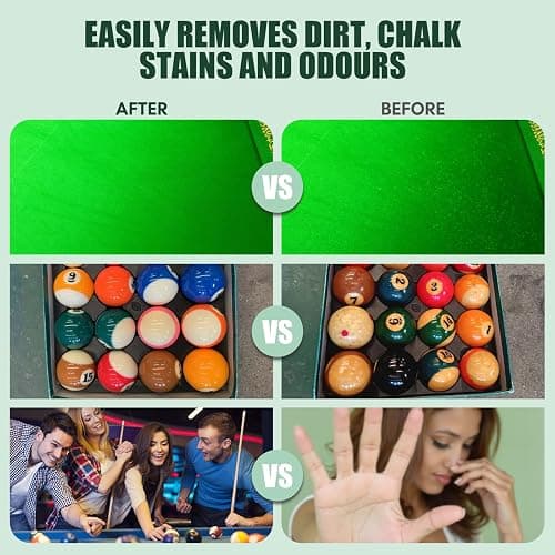 QONS Pool Table Felt Cleaner Kit, Fast Clean Green Billiard Table Felt Cleaner Spray & Odor Eliminator Kit with Cleaning Cloth, Ready-to-Use Foam & No Residue | Essential for Home & Game Rooms thumbnail 4