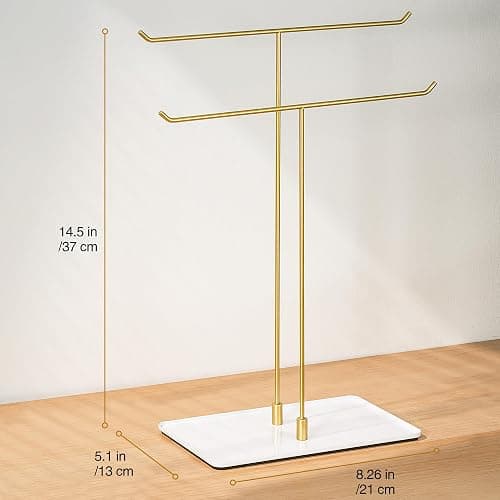 bussdis Necklace Stand Aesthetic Necklace Holder: Metal Necklace Organizer for Home Decor, Gold thumbnail 2