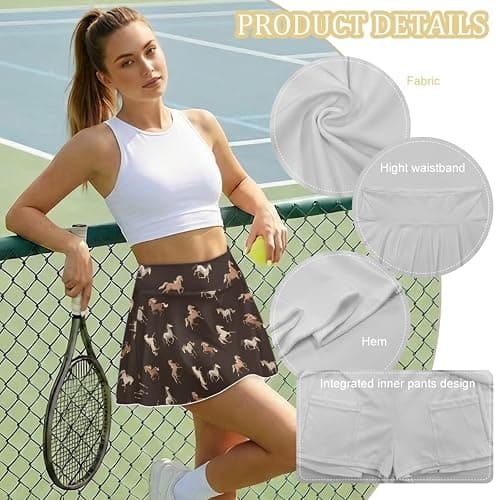 Viuacagoru Golf Skirts for Women High Waisted Mini Skort Built-in Shorts with Pockets Tennis Skirt Lightweight Running Skorts thumbnail 6