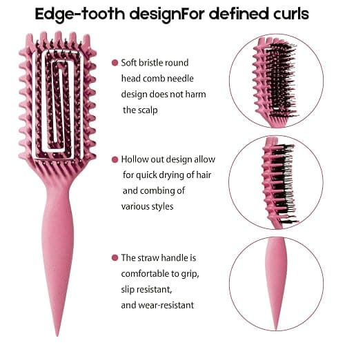 Curly Hair Brush Candybrush Curl Defining Brush for Detangling Shaping and Defining Curls for Women, Men, Wet & Dry Hair (Pink) thumbnail 2