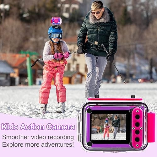 GKTZ Kids Camera - Waterproof Underwater Camera for Kids, Christmas Birthday Gifts for Girls Age 3-12, 1080P HD Children Digital Action Camera, Pool Toys for Kids Age 4-12 thumbnail 4
