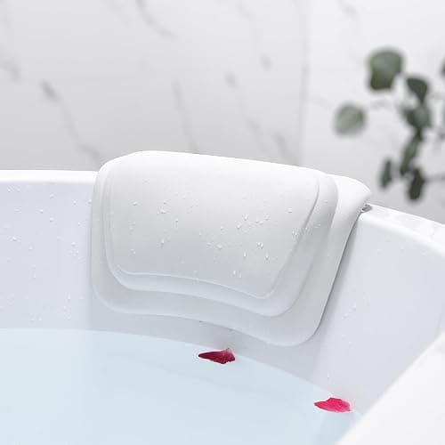 Bath Pillow, Bath Pillows for tub Neck and Back Support,Comfortable Bath tub Pillow headrest for Soaking, Spa, Tub Pillow for Bath Accessories, Strong Non-Slip Suction Cups Waterproof Headrest White thumbnail 2