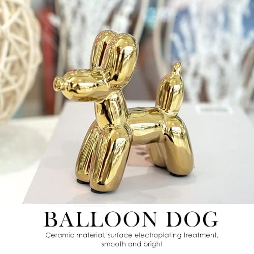Notakia Cute Ceramics Balloon Dog Statue Crafts Living Room Desktop Decorations,Handmade Modern Small Ceramic Animal Statue Ornament Home Decor Accents thumbnail 4