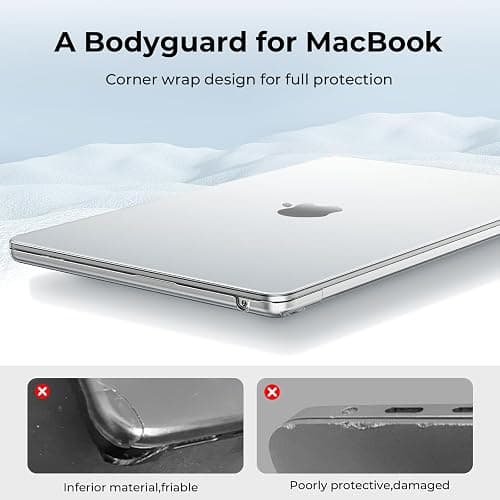 EooCoo Compatible with MacBook Air 13 inch Case M4 M3 M2 2025 2024 2022 Mac Book Air 13.6" Transparent Hard Shell for Model A3240 A3113 A2681 with Touch ID, Plastic Cover Smooth Skin - Crystal Clear thumbnail 4