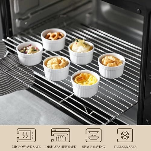 MALACASA Mini Ramekins 2 oz set of 24, Ramiken, Ceramic Creme Brulee Ramekins, White Custard Cups, Small Dipping Bowls for Kitchen Serving Sauce Condiments, Dishwasher Oven Safe, Series RAMEKIN.DISH thumbnail 4