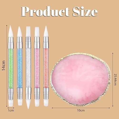 AstraGlam 5 Stück Nail Art Silikonpinsel mit Nail Art Palette, Doppelseitige Silikon Nail Art Werkzeuge, 3D Gel Nail Art, Modellieren und Dekorieren von Nagelfolie und Designs thumbnail 2