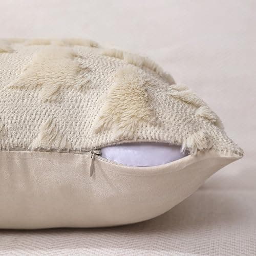 DFXSZ Christmas Tree Pillow Covers 18x18 inch Set of 2 Christmas Decoration Beige Soft Plush Faux Fur Jacquard Throw Pillows for Bedroom Sofa Holiday Festivals Winter Home Decor PTK006C18 thumbnail 3