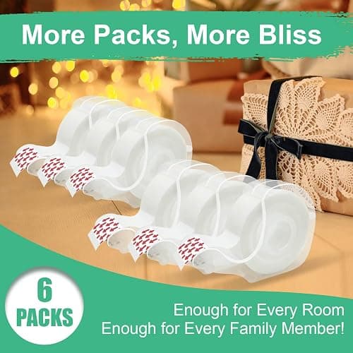 BeataTap Tape, Invisible Tape for Gift Wrapping, 6 Rolls+6 Refillable Dispensers, Matte Finish, Writable, 3/4″x 650″, Clear Tapes for Christmas Wrapping Paper, Office&School Supplies thumbnail 2