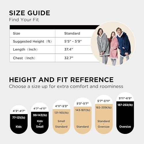 Bedsure Blanket Hoodie, Wearable Blanket for Adults & Kids as Gifts for Women Men, Birthday Gifts for Women Mom Girl Sherpa Oversized Hoodie, Burgundy, Standard thumbnail 6