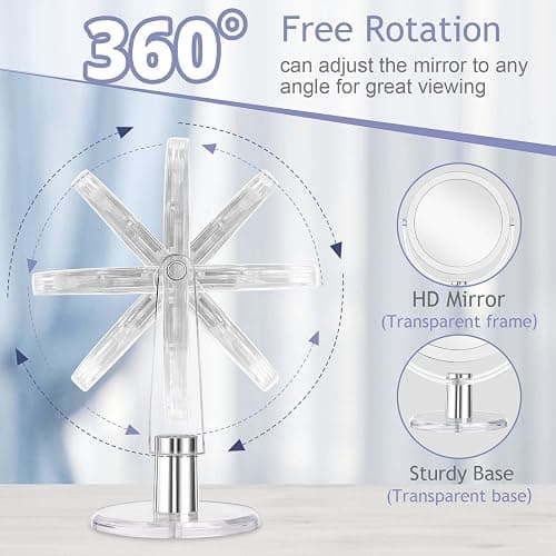 CLSEVXY Vanity Makeup Mirror with Stand, 1X/15X Magnification Double Sided 360 Degree Swivel, Portable Table Desk Counter top Magnifying Mirror, Tabletop Bathroom Shaving Mirror, 6.25 Inch thumbnail 5