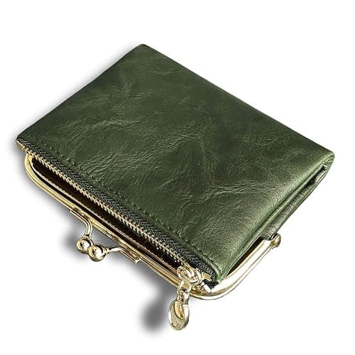 AOXONEL Womens Wallet Small Rfid Ladies Compact Bifold Leather Vintage Coin Purse With Zipper and Kiss Lock - Image 1